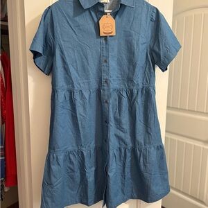 Kori Denim Button-Up Short Sleeve Dress